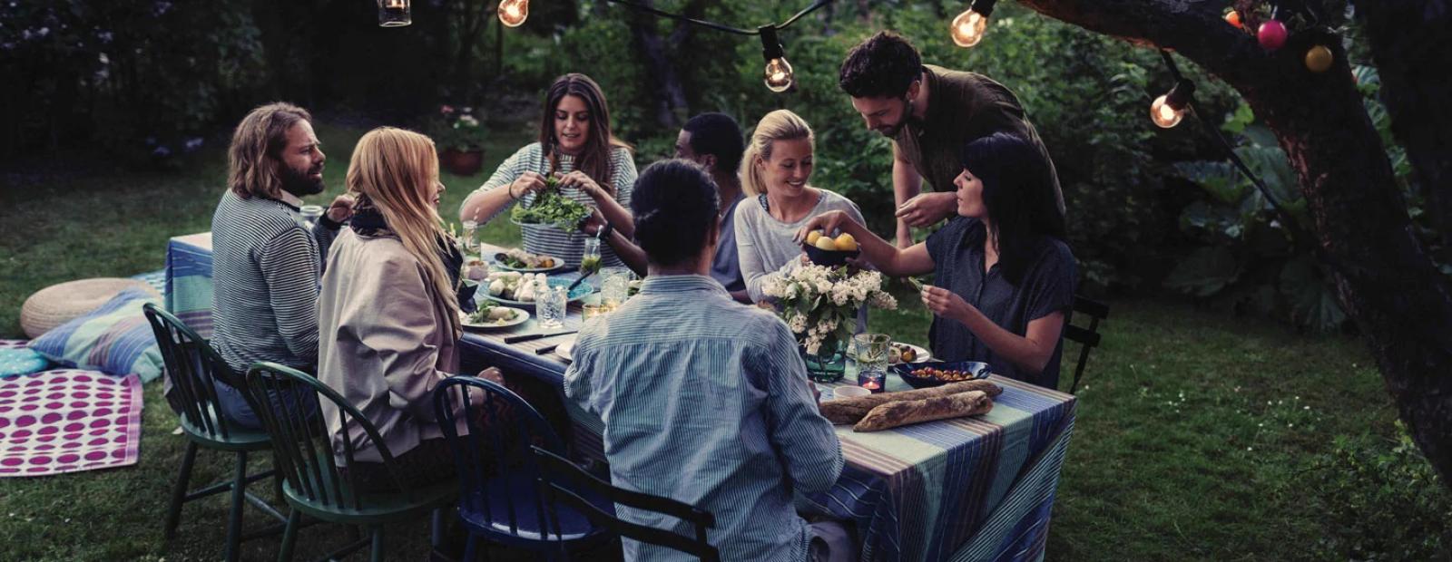Friends having food in garden