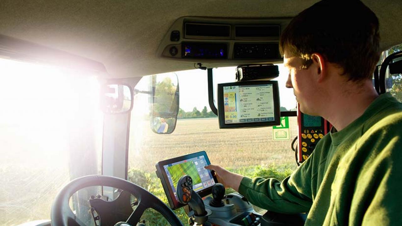 Farmer driving a truck