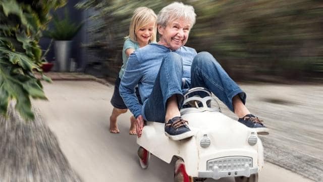 grandmother playing with grandson